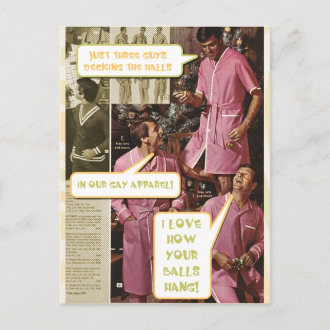 Cartes Pour Fêtes Annuelles Pont the Halls funny gay Xmas postcard (Devant)