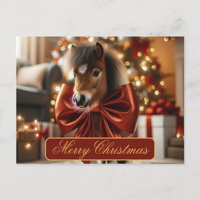 Cartes Pour Fêtes Annuelles Pony de Noël (Devant)