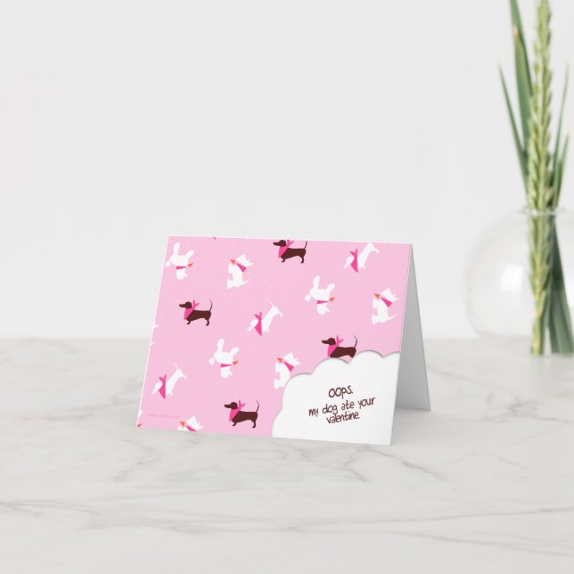 Cartes Pour Fêtes Annuelles Pooches en Valentines roses (Devant)
