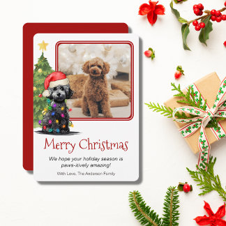 Cartes Pour Fêtes Annuelles Poodé et arbre de Noël Animaux de compagnie Chien 