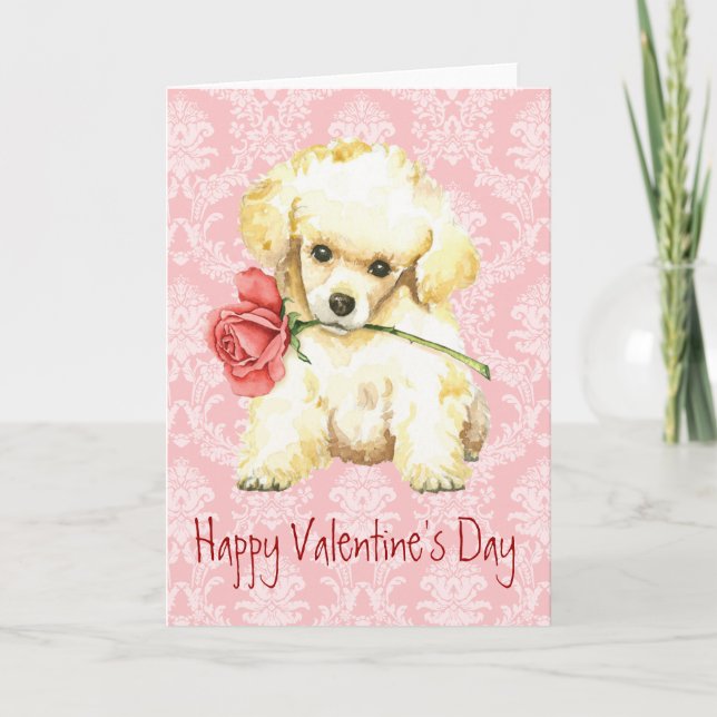 Cartes Pour Fêtes Annuelles Poodle de jouets Rose Valentine (Devant)