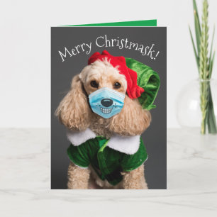Cartes Pour Fêtes Annuelles Poodle mignon Avec Masque Visage - Joyeux Masque D