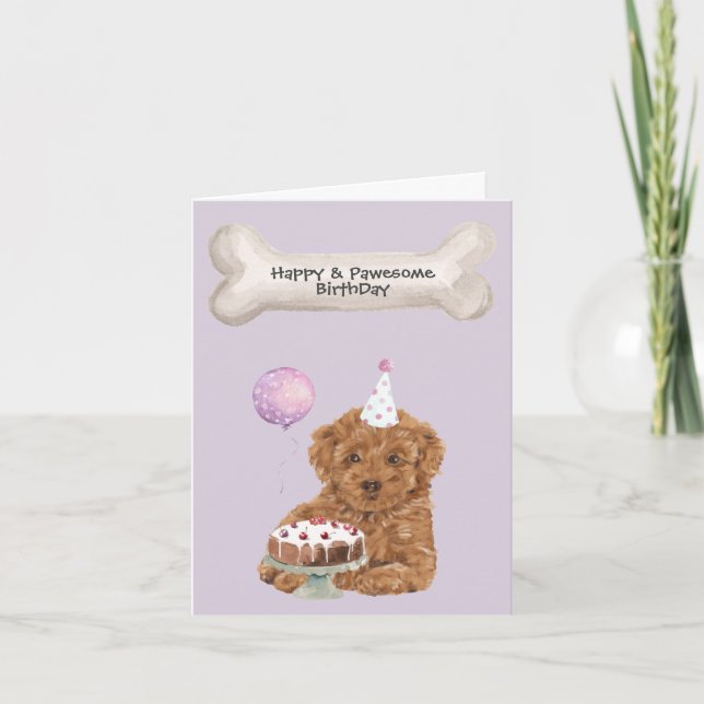 Cartes Pour Fêtes Annuelles Poodle Mix Cavapoo Anniversaire (Devant)