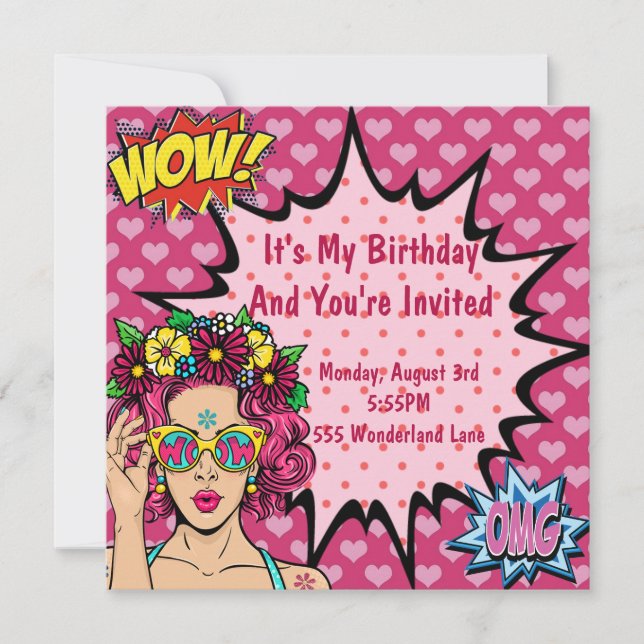 Cartes Pour Fêtes Annuelles Pop Art Anniversaire (Devant)