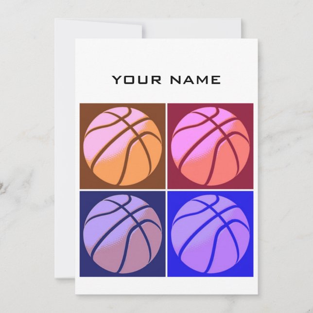 Cartes Pour Fêtes Annuelles Pop Art Basketball Votre nom (Devant)