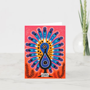 Cartes Pour Fêtes Annuelles Pop Art Festival des lumières : Diwali Peacock