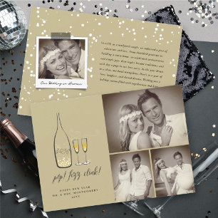 Cartes Pour Fêtes Annuelles Pop Fizz Clink Gold Champagne Chic 3 Photo