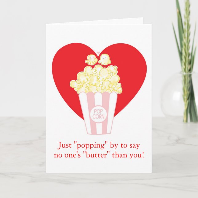Cartes Pour Fêtes Annuelles Popcorn en Love Valentine Card (Devant)