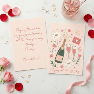 Cartes Pour Fêtes Annuelles Popping Cork Champagne Toast Valentine's Day