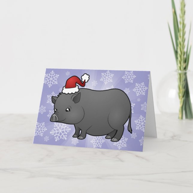 Cartes Pour Fêtes Annuelles Porc de miniature de Noël (Devant)
