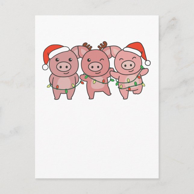 Cartes Pour Fêtes Annuelles Porc de Noël Animaux de Noël Cochons Mignons (Devant)