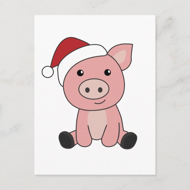 Cartes Pour Fêtes Annuelles Porc Noël Neige Hiver Animaux Porcs (Devant)