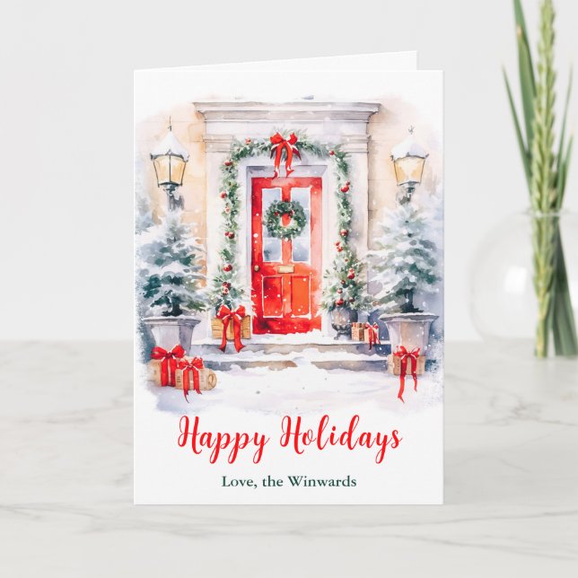 Cartes Pour Fêtes Annuelles Porche avant Noël Joyeux jours fériés (Devant)