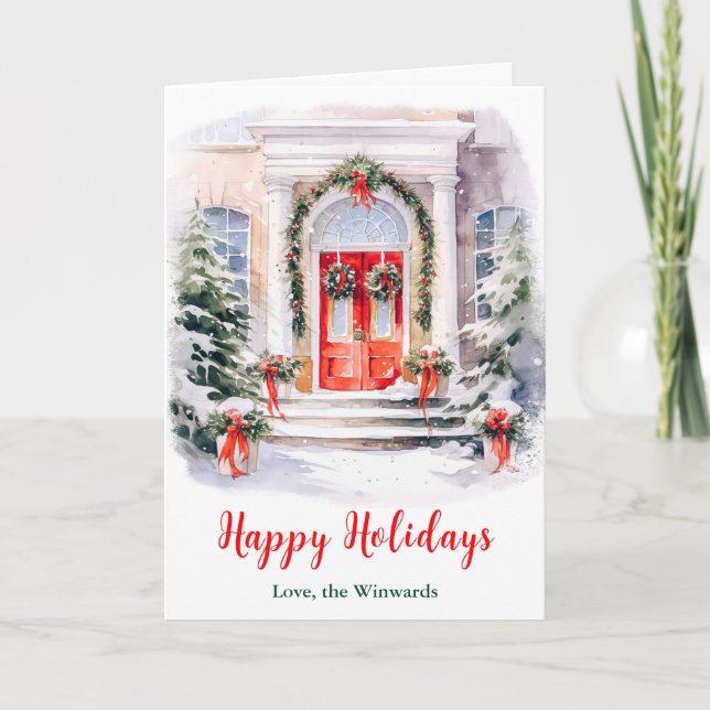 Cartes Pour Fêtes Annuelles Porche avant Noël Joyeux jours fériés (Devant)