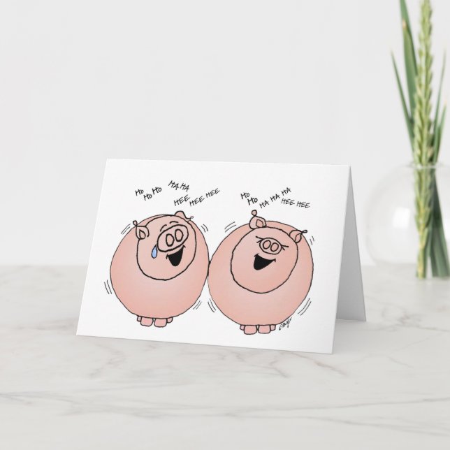 Cartes Pour Fêtes Annuelles Porcs riant le thanksgiving (Devant)