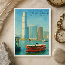 Port de Victoria Hong Kong Skyline Rétro