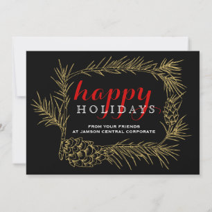 Cartes Pour Fêtes Annuelles Porte-branche en or noir sapin Noël entreprise