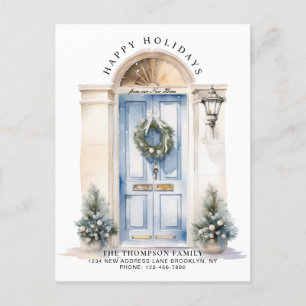 Cartes Pour Fêtes Annuelles Porte de Noël blanche moderne Nouvelle maison démé