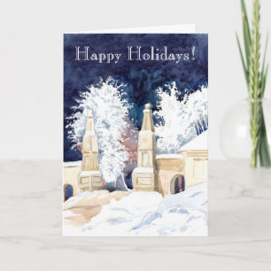 Cartes Pour Fêtes Annuelles Porte d'hiver la nuit (croquis)