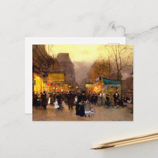Cartes Pour Fêtes Annuelles Porte Saint Martin à Noël à Paris (Devant/Arrière en situation)
