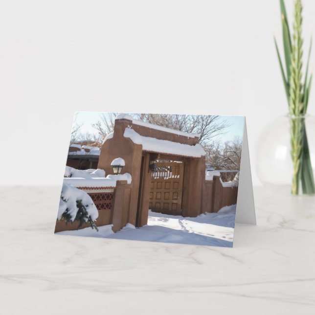 Cartes Pour Fêtes Annuelles Portes d'adobe couvertes de neige (Devant)