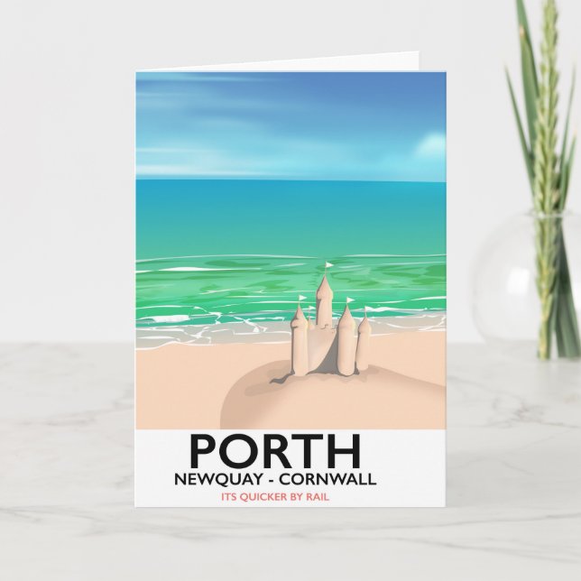 Cartes Pour Fêtes Annuelles Porth Newquay Sandcastle imprimé voyage (Devant)