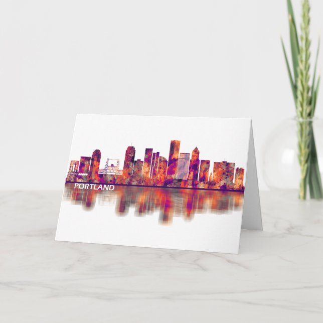 Cartes Pour Fêtes Annuelles Portland Oregon Skyline (Devant)