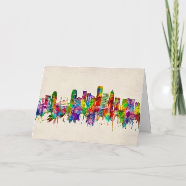 Cartes Pour Fêtes Annuelles Portland Oregon Skyline (Devant)