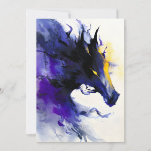 Cartes Pour Fêtes Annuelles Portrait abstrait à l'aquarelle d'un cheval noir