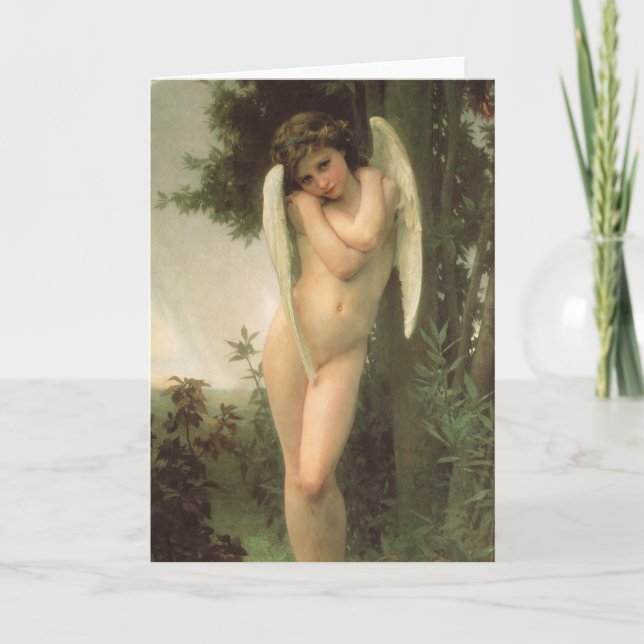 Cartes Pour Fêtes Annuelles Portrait d'ange de Cupid (Cupidon) par Bouguereau (Devant)