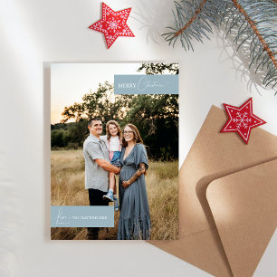 Cartes Pour Fêtes Annuelles Portrait de famille minimaliste rétro boho bleu