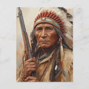 Cartes Pour Fêtes Annuelles Portrait de Geronimo, chef de guerre indien