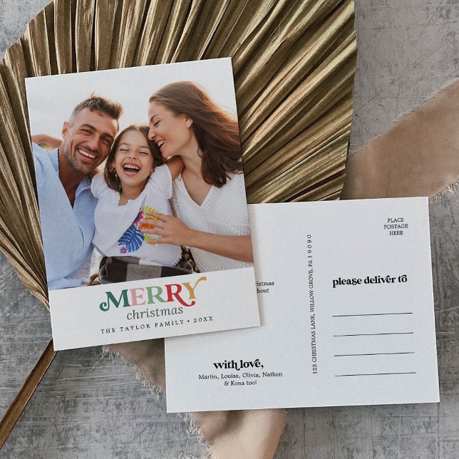 Cartes Pour Fêtes Annuelles Portrait de Noël joyeux et coloré Photo (Créateur téléchargé)