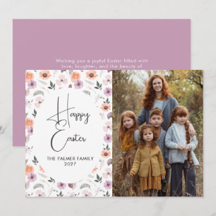Cartes Pour Fêtes Annuelles Portrait de Pâques floral printanier élégant simpl