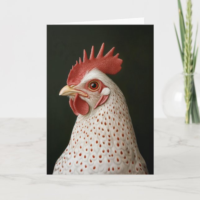 Cartes Pour Fêtes Annuelles Portrait de poulet tacheté (Devant)