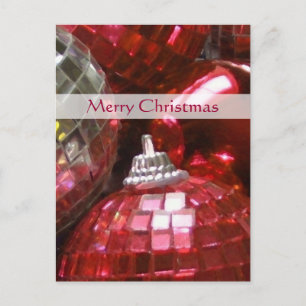 Cartes Pour Fêtes Annuelles Portrait de Red Baubles 'Joyeux Noël'