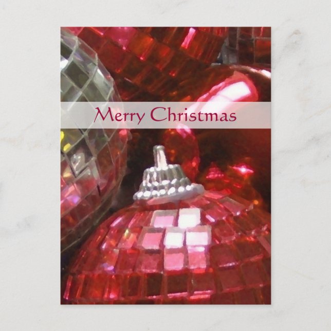 Cartes Pour Fêtes Annuelles Portrait de Red Baubles 'Joyeux Noël' (Devant)