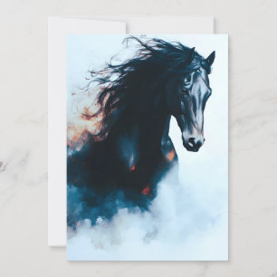 Cartes Pour Fêtes Annuelles Portrait minimaliste de cheval noir de course