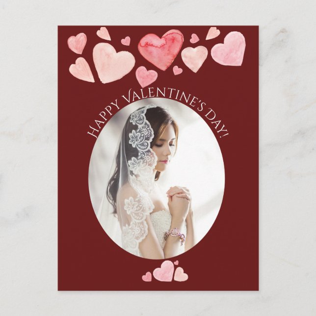 Cartes Pour Fêtes Annuelles Portrait photo Heureuse Sainte-Valentin Coeur pein (Devant)
