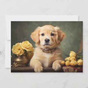 Cartes Pour Fêtes Annuelles Portrait vintage Golden Retriever Chien Chien Chie