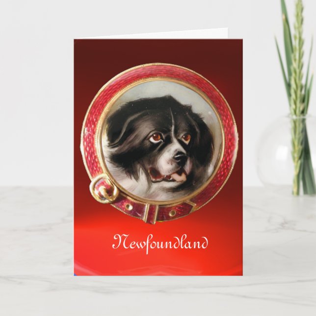 Cartes Pour Fêtes Annuelles PORTRAITS DE CHIENS MINIATES Terre-Neuve (Devant)