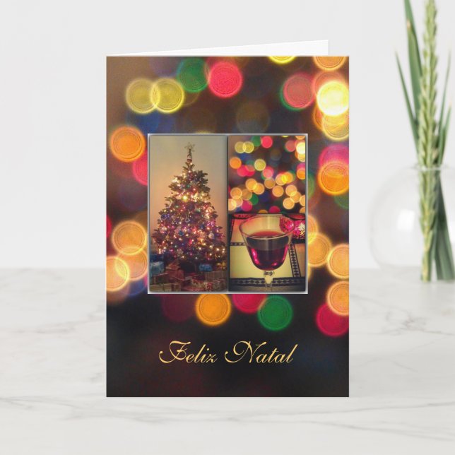 Cartes Pour Fêtes Annuelles Portugais : Feliz natal - lumières de Noël (Devant)