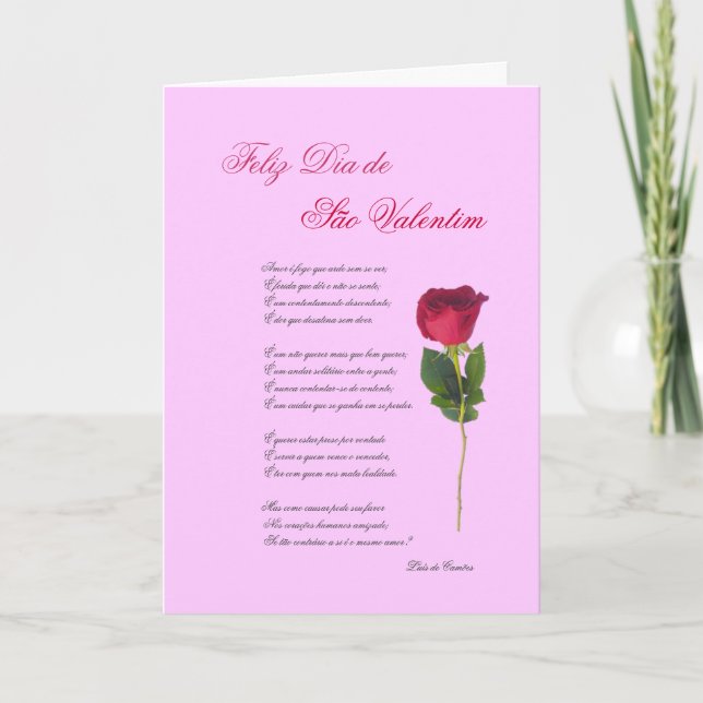 Cartes Pour Fêtes Annuelles Portugais : poema e rosa - Saint-Valentin (Devant)