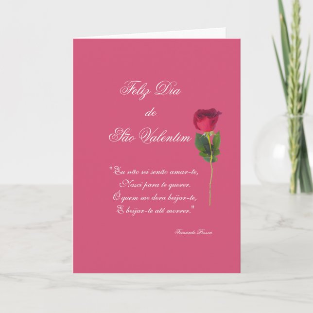Cartes Pour Fêtes Annuelles Portugais : poème d'amour et jour rouge de (Devant)