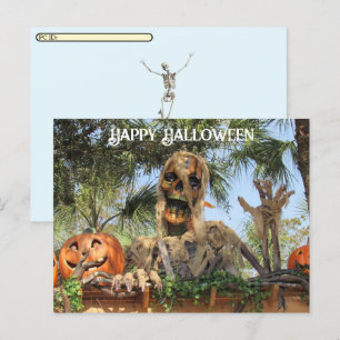 Cartes Pour Fêtes Annuelles Post-croisement - Squelette d'Halloween et Citroui