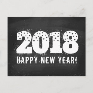 Cartes Pour Fêtes Annuelles Postcard with text of 2018 on chalkboard. New year