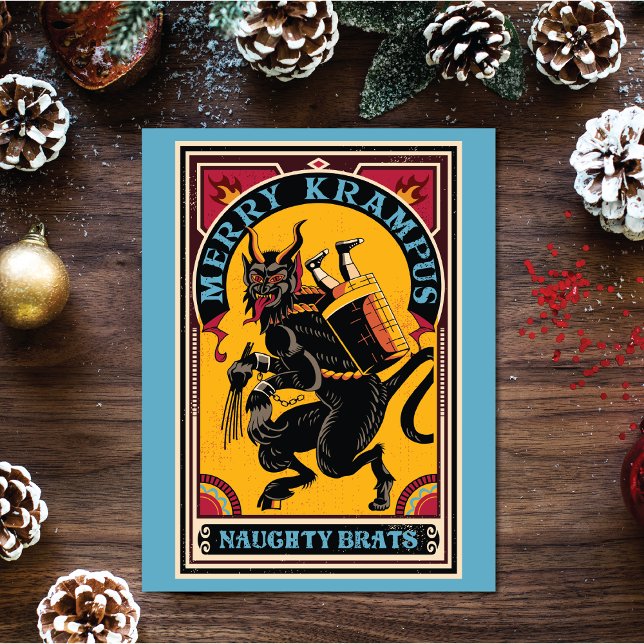 Cartes Pour Fêtes Annuelles Poster de cirque Xmas Merry Krampus Naughty Brats (Add some fun to your Christmas greetings with this Krampus postcard design.)