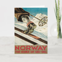 poster de ski vintage, Norvège, la maison du ski