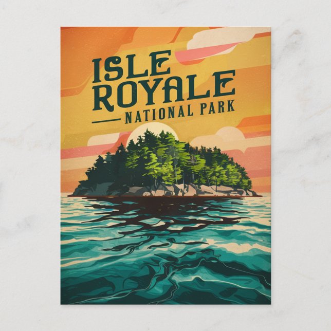 Cartes Pour Fêtes Annuelles Poster du parc national Retro Isle Royale (Devant)