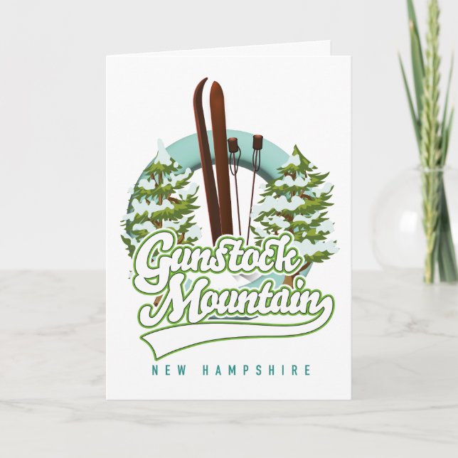 Cartes Pour Fêtes Annuelles Poster du ski de Gunstock Mountain New Hampshire (Devant)